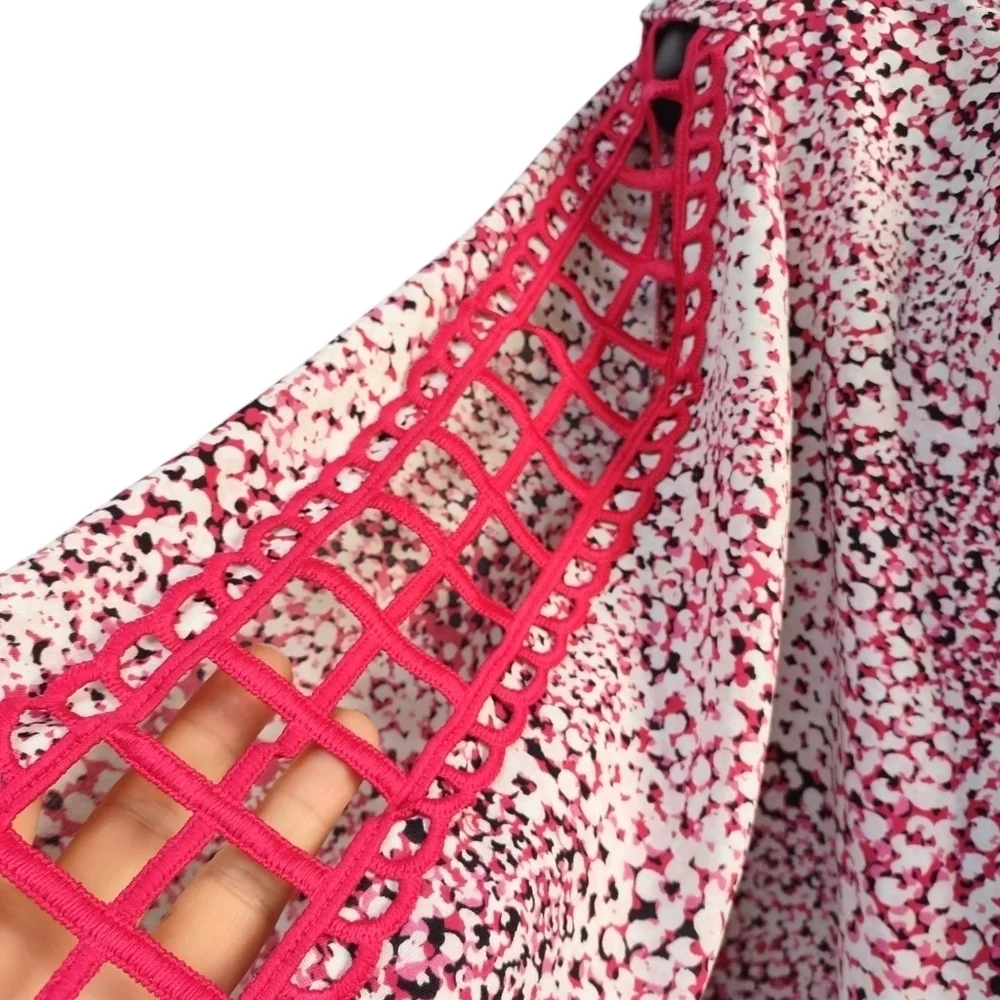Olivia & Martin Blouses Women's Pink White Cut-out 3/4 Sleeve Size 2X - Picture 6 of 7
